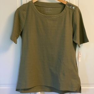 Talbots MP cotton blouse in army green